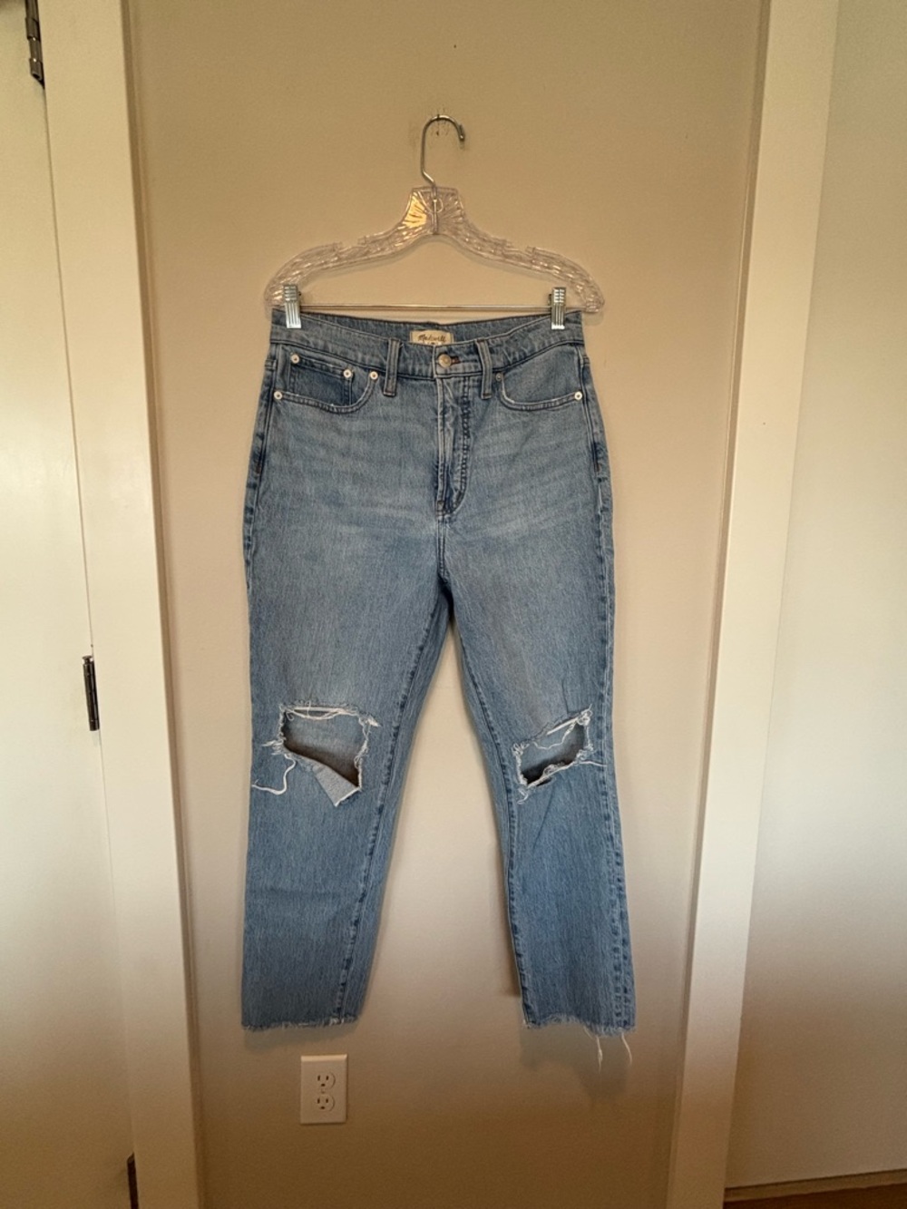 Madewell Light Blue Straight-Leg Distressed Jeans 082